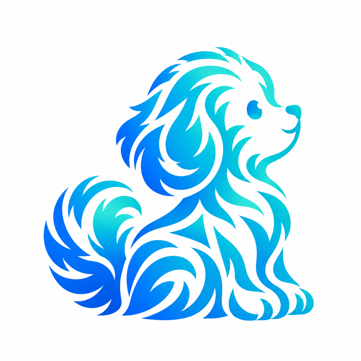 Polvito, el perrito de CL Process, en azul y turquesa